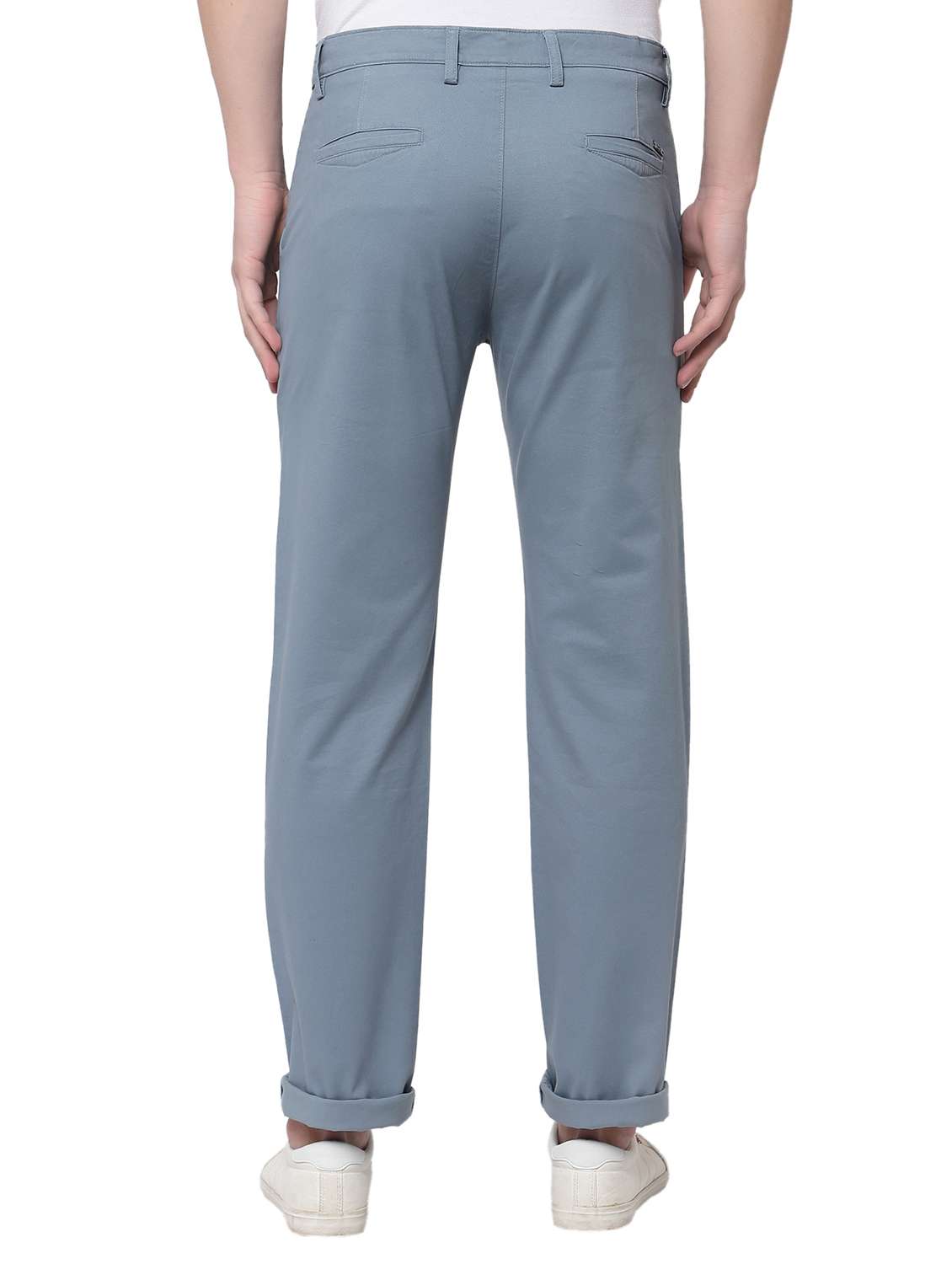 light blue solid casual trouser - 18254339 -  Standard Image - 2