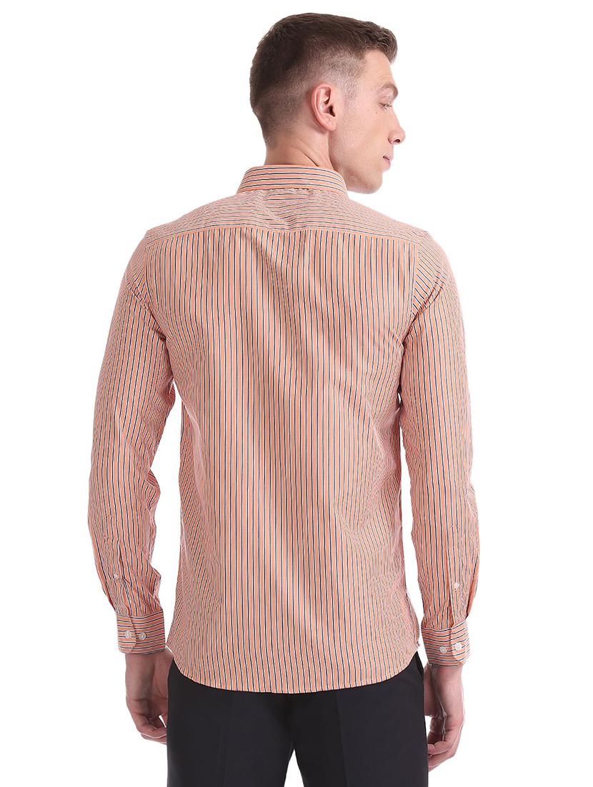 orange striped casual shirt - 18254730 - Standard Image - 2