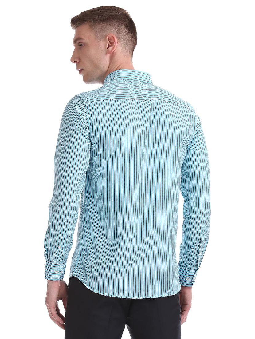 turquoise-striped casual shirt - 18254874 - Standard Image - 2
