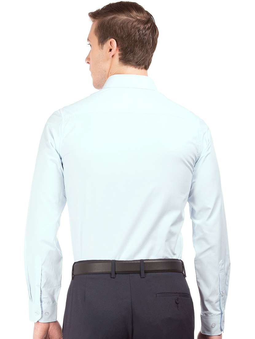 light-blue solid formal shirt - 18255750 - Standard Image - 2