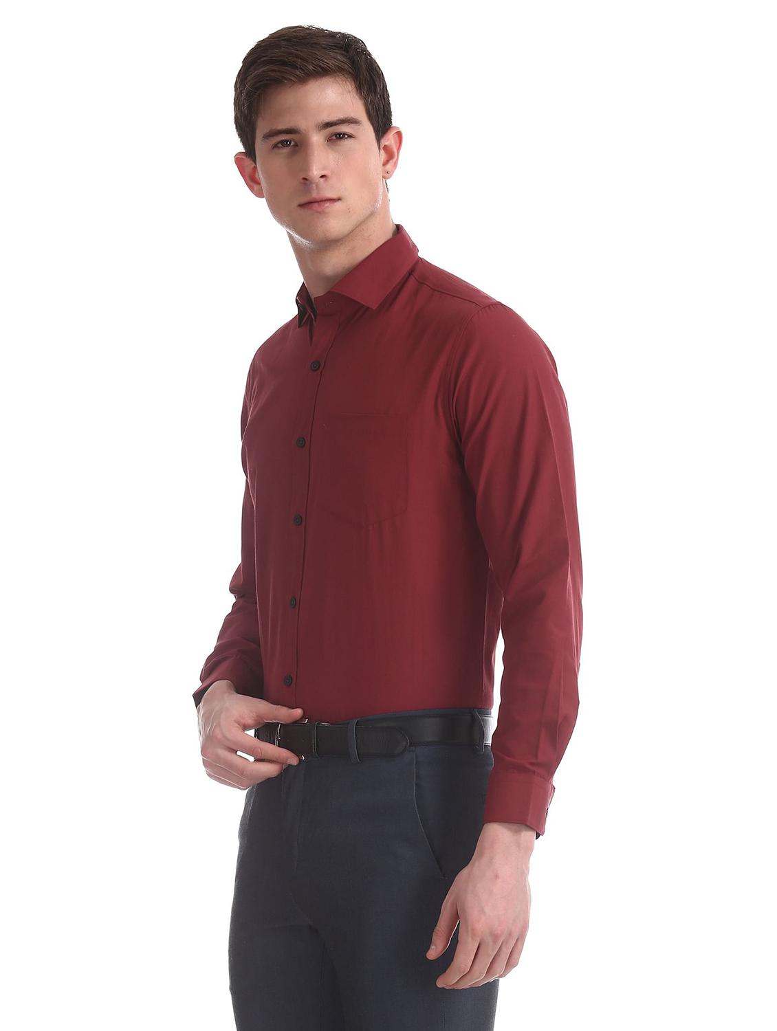 maroon solid formal shirt - 18256148 - Standard Image - 2