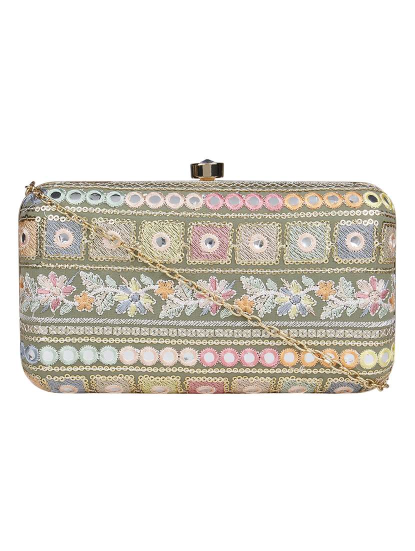 green cotton polyester blend regular clutch