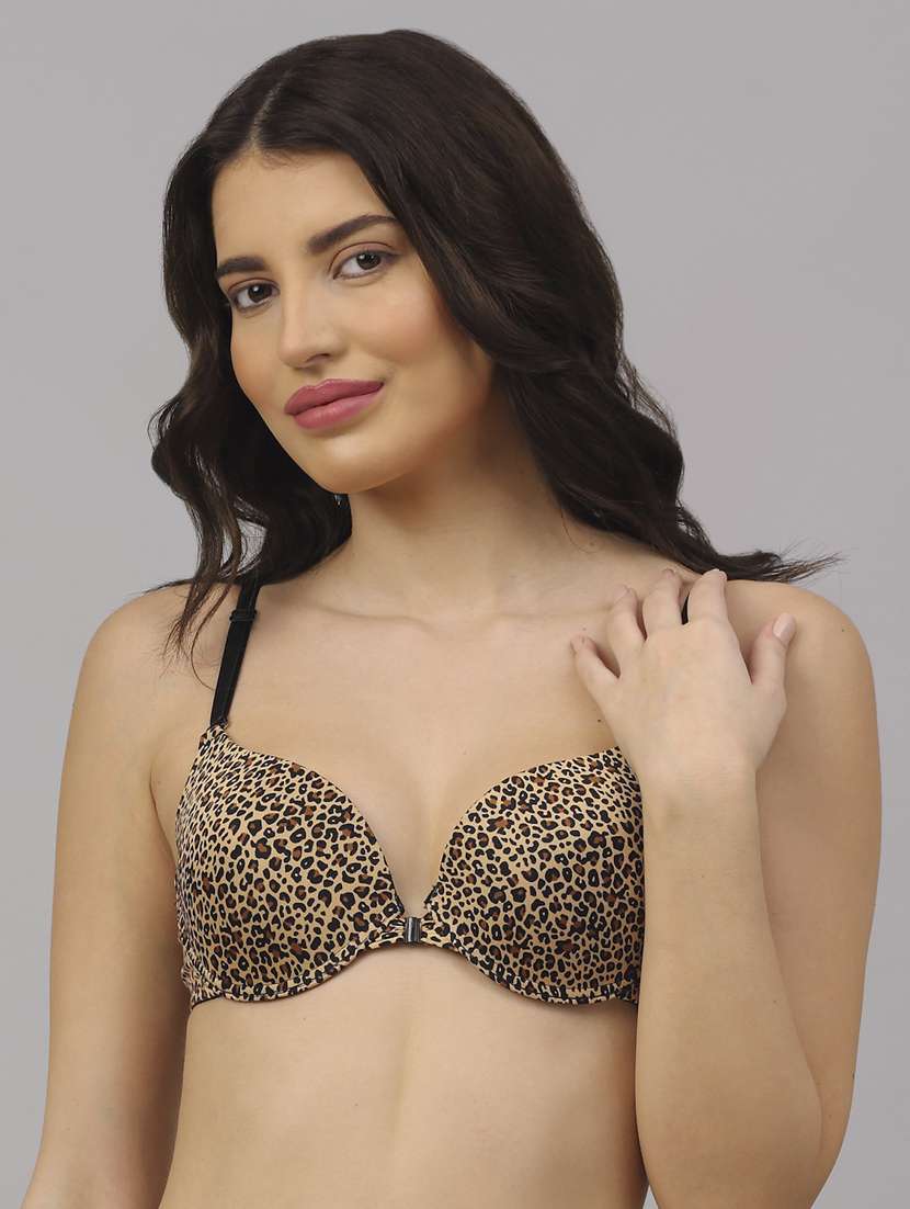 multi colored printed push up bra