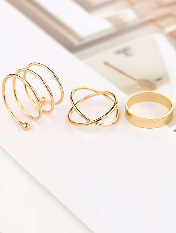 gold plated 6 pcs western style ring set