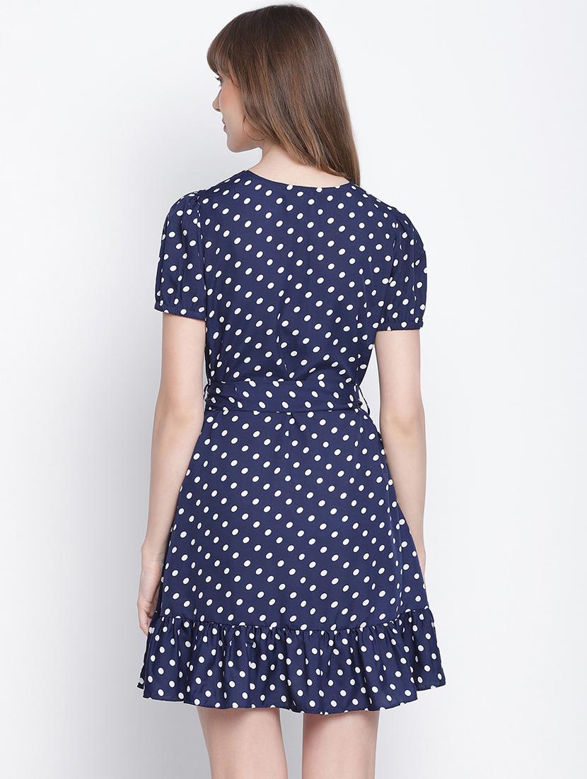 puff sleeved polka dots a-line dress - 18259580 - Standard Image - 2