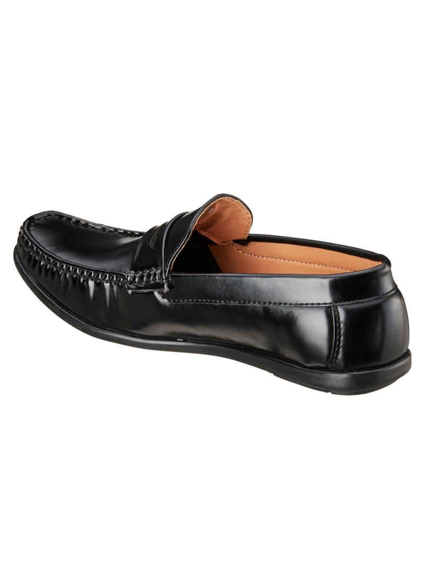 black synthetic slip on loafers - 18259642 - Standard Image - 2