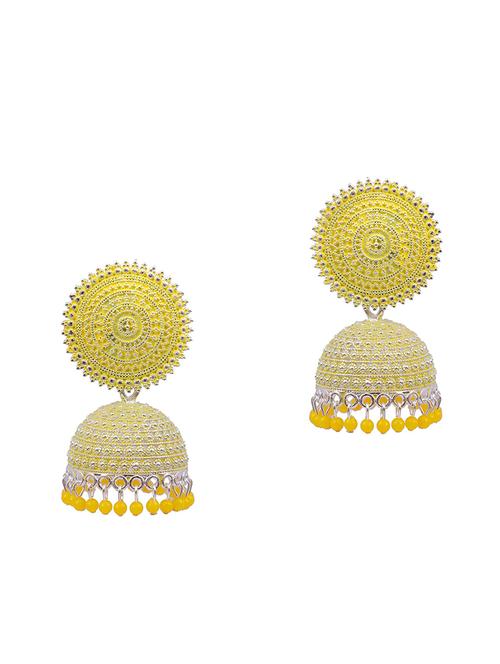 yellow brass jhumka earring - 18259758 - Standard Image - 0