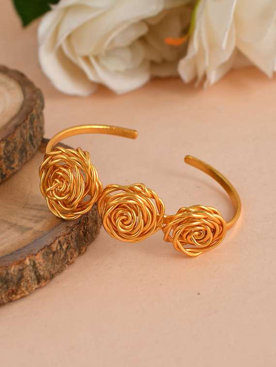 gold plated trinity rose palm bracelet