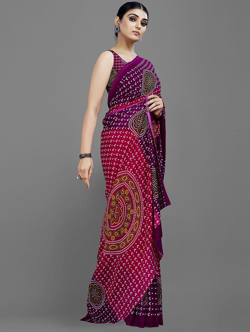 women's bandhani pink colored saree with blouse - 18259884 - Standard Image - 2