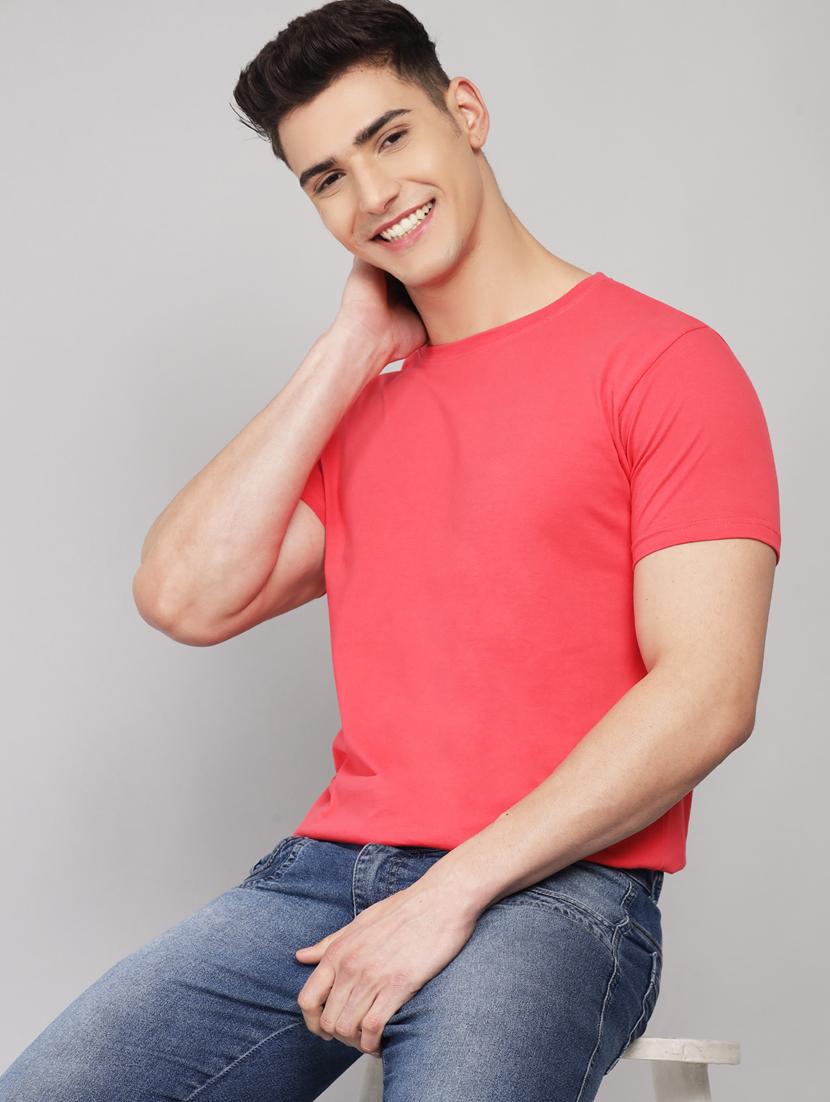 peach solid t-shirt - 18260888 - Standard Image - 2
