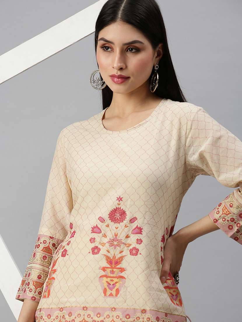 Women Floral Round Neck Kurta Sharara Set 