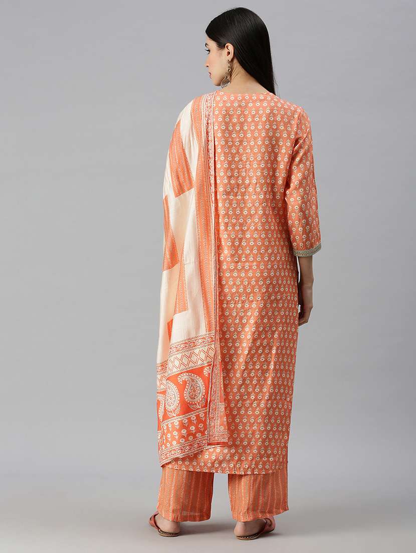 women floral kurta palazzo set with dupatta - 18260924 -  Standard Image - 2