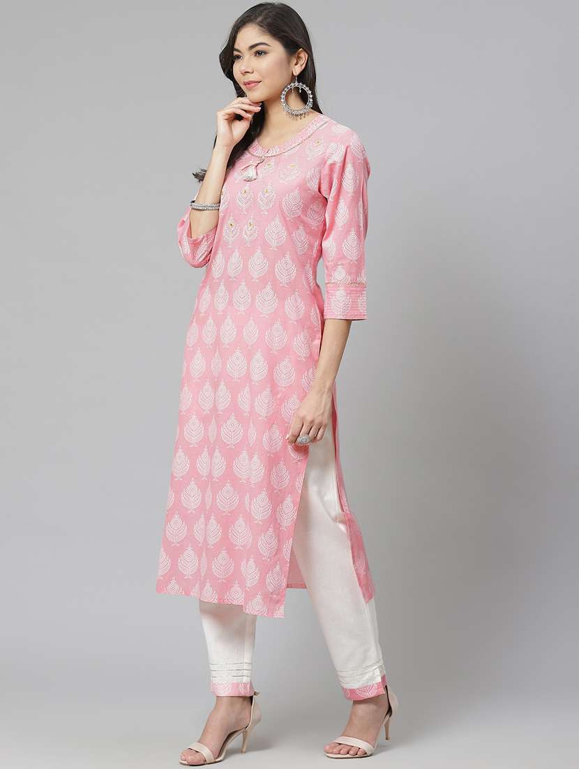multi colored cotton blend kurta pant set - 18261095 - Standard Image - 2