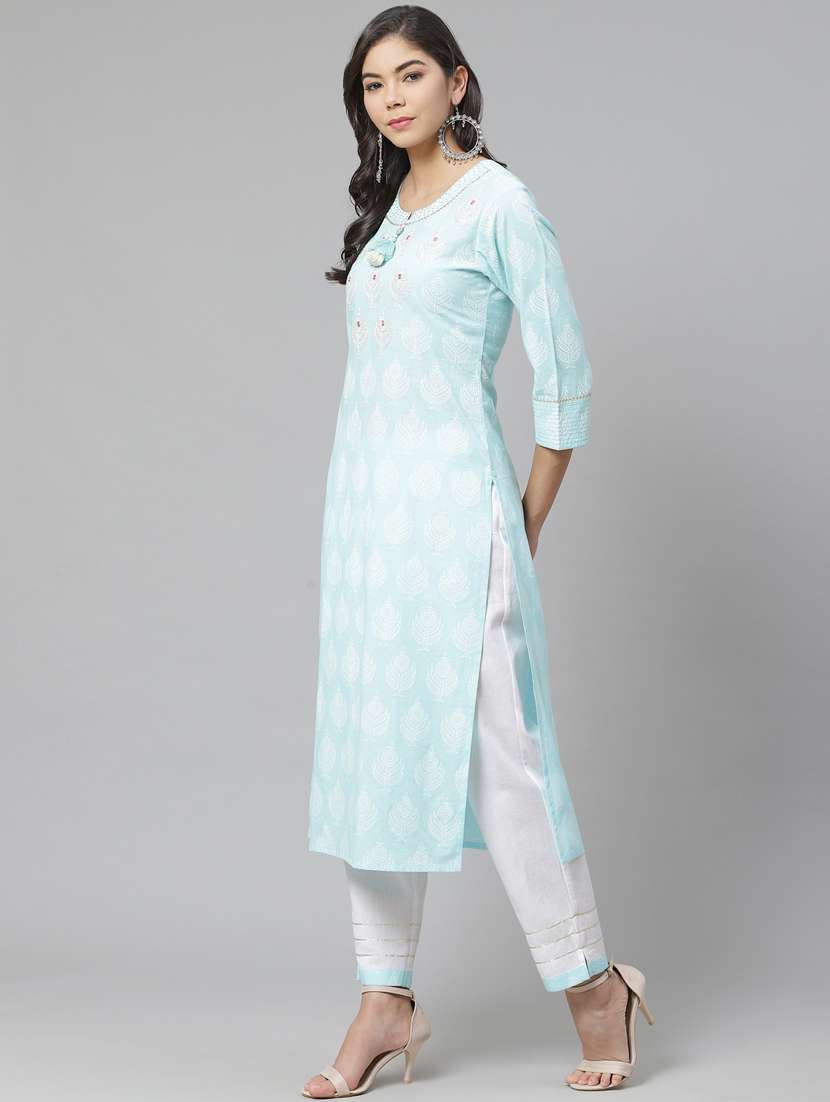 multi colored cotton blend kurta pant set - 18261096 - Standard Image - 2