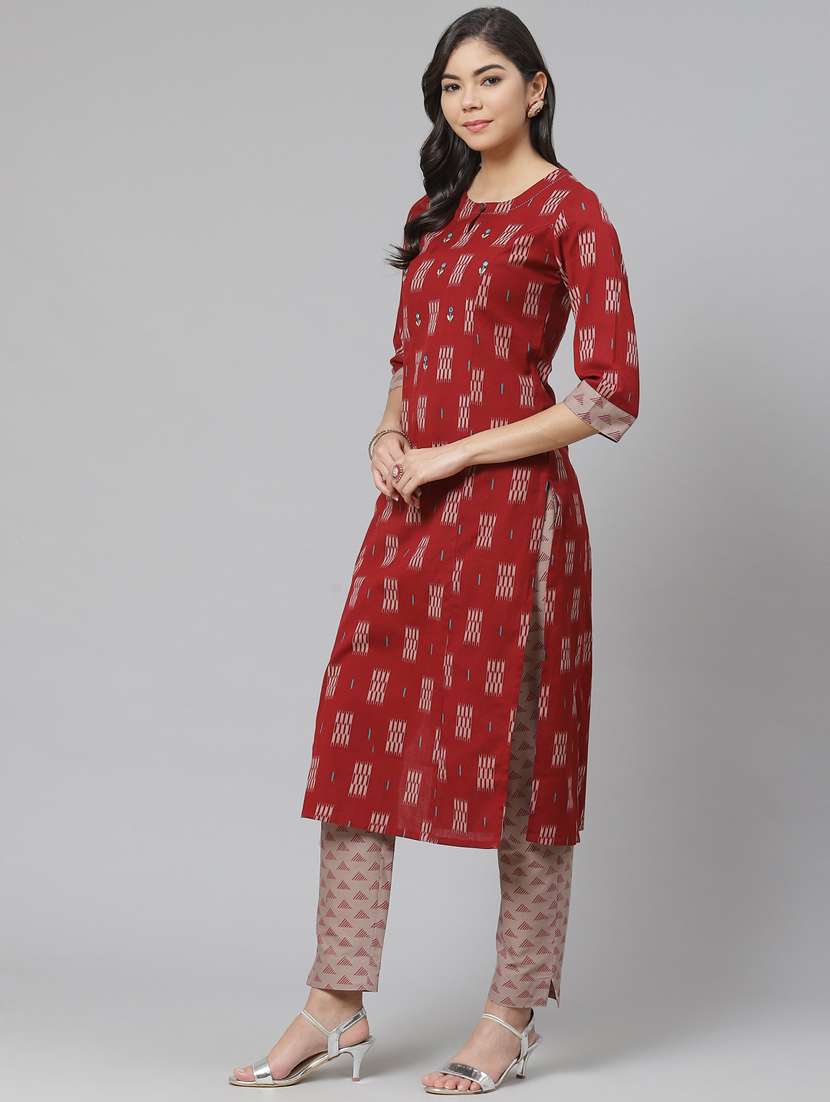 multi colored cotton blend kurta pant set - 18261339 - Standard Image - 2