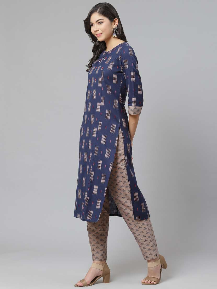 multi colored cotton blend kurta pant set - 18261340 - Standard Image - 2