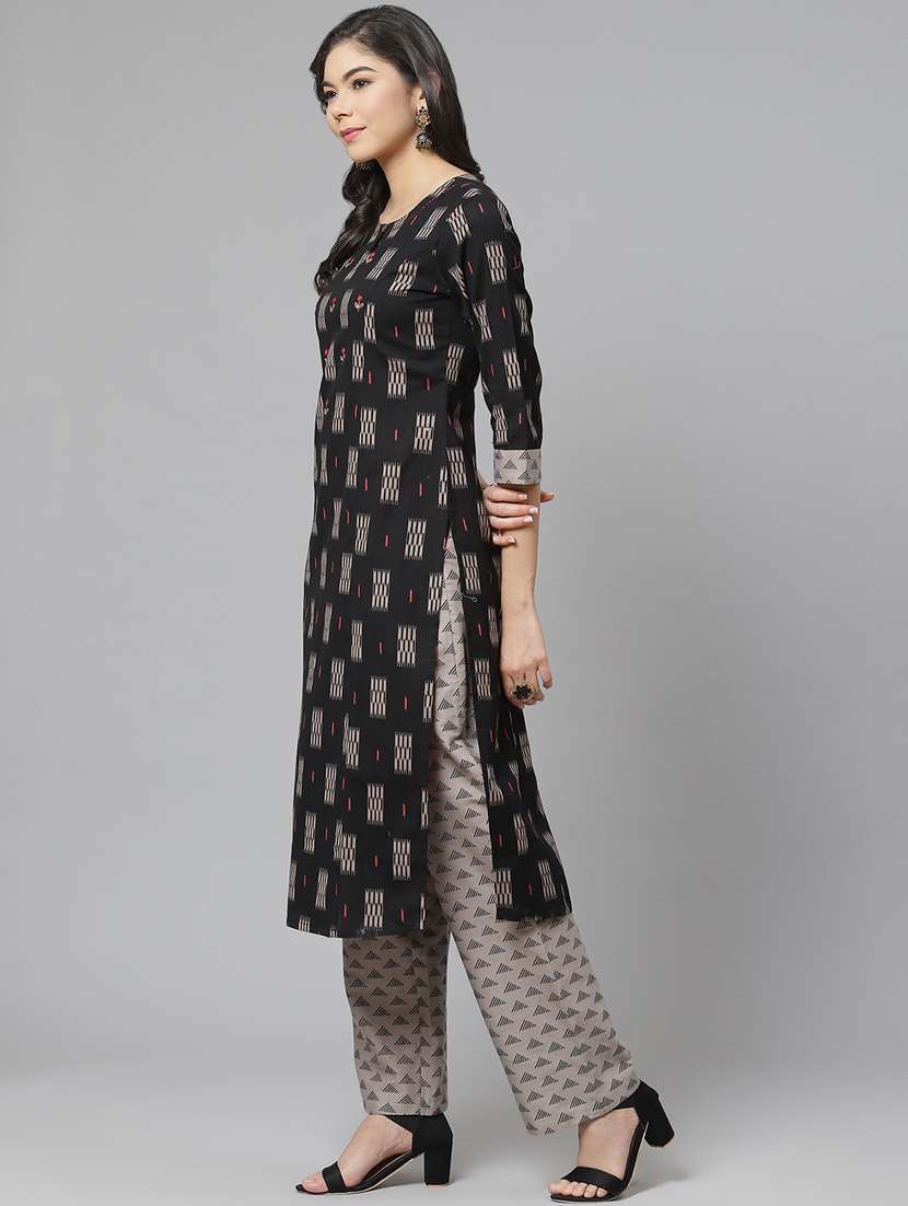 multi colored cotton blend kurta pant set - 18261341 - Standard Image - 2