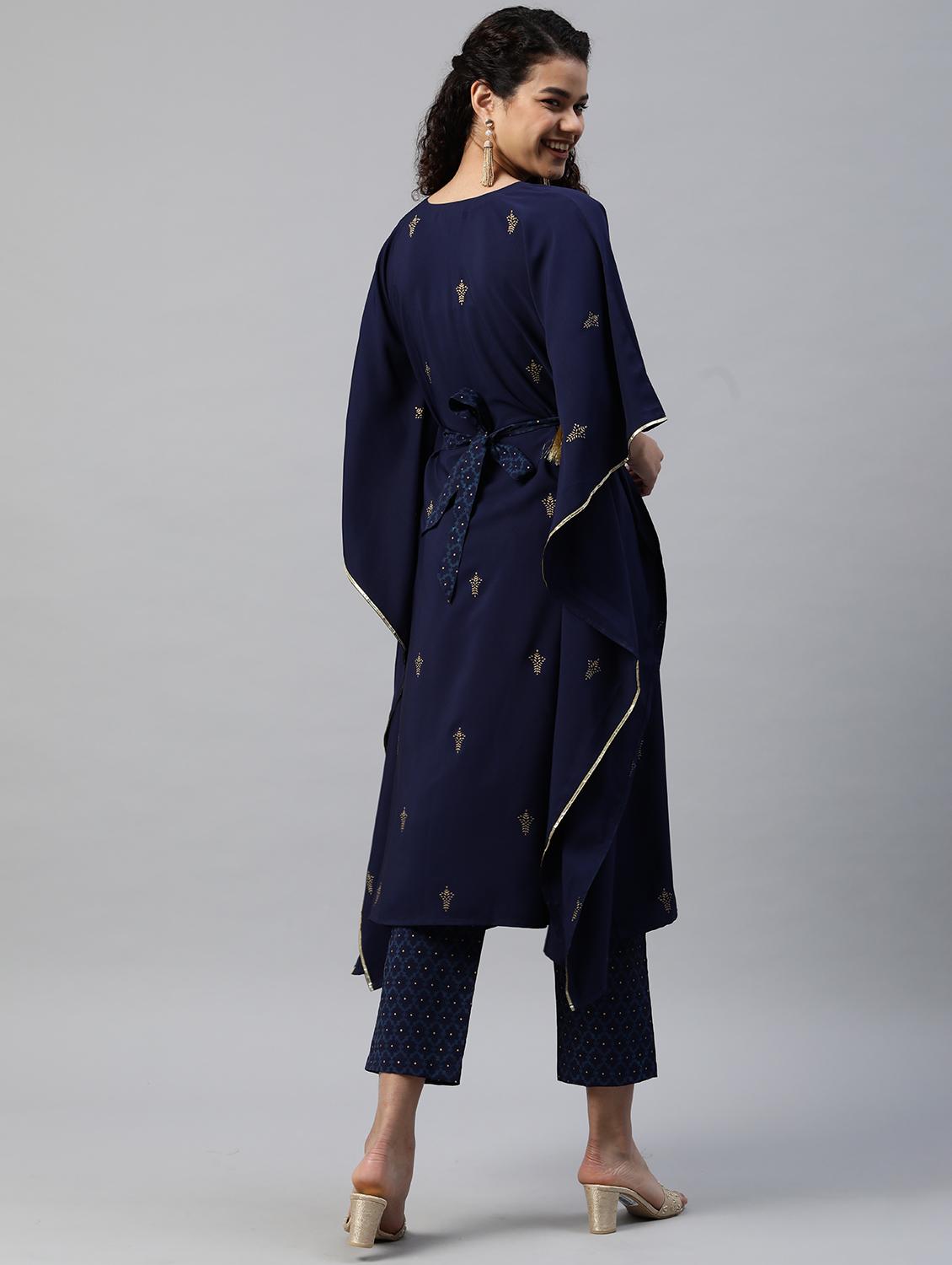 blue crepe kaftan set - 18261626 - Standard Image - 2