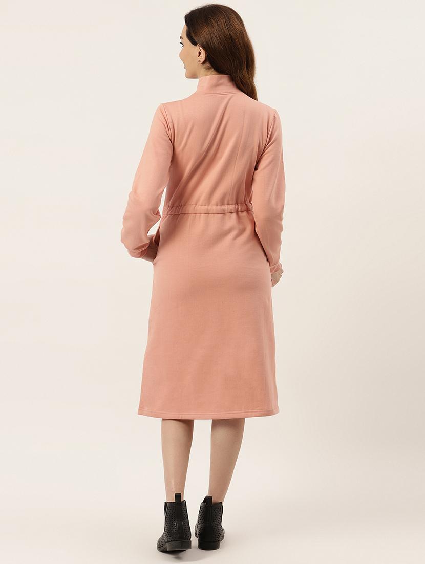 tie front solid straight dress - 18261673 - Standard Image - 2