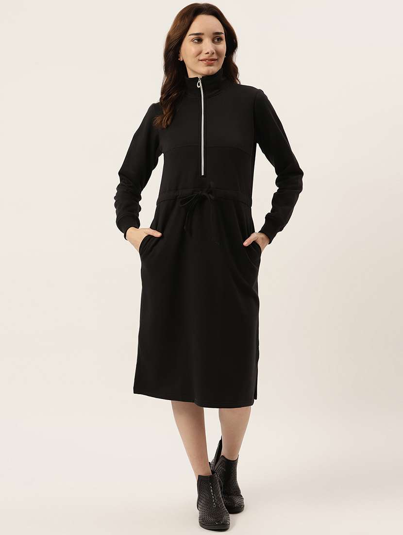 tie front solid straight dress