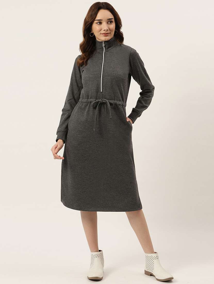 tie front solid straight dress