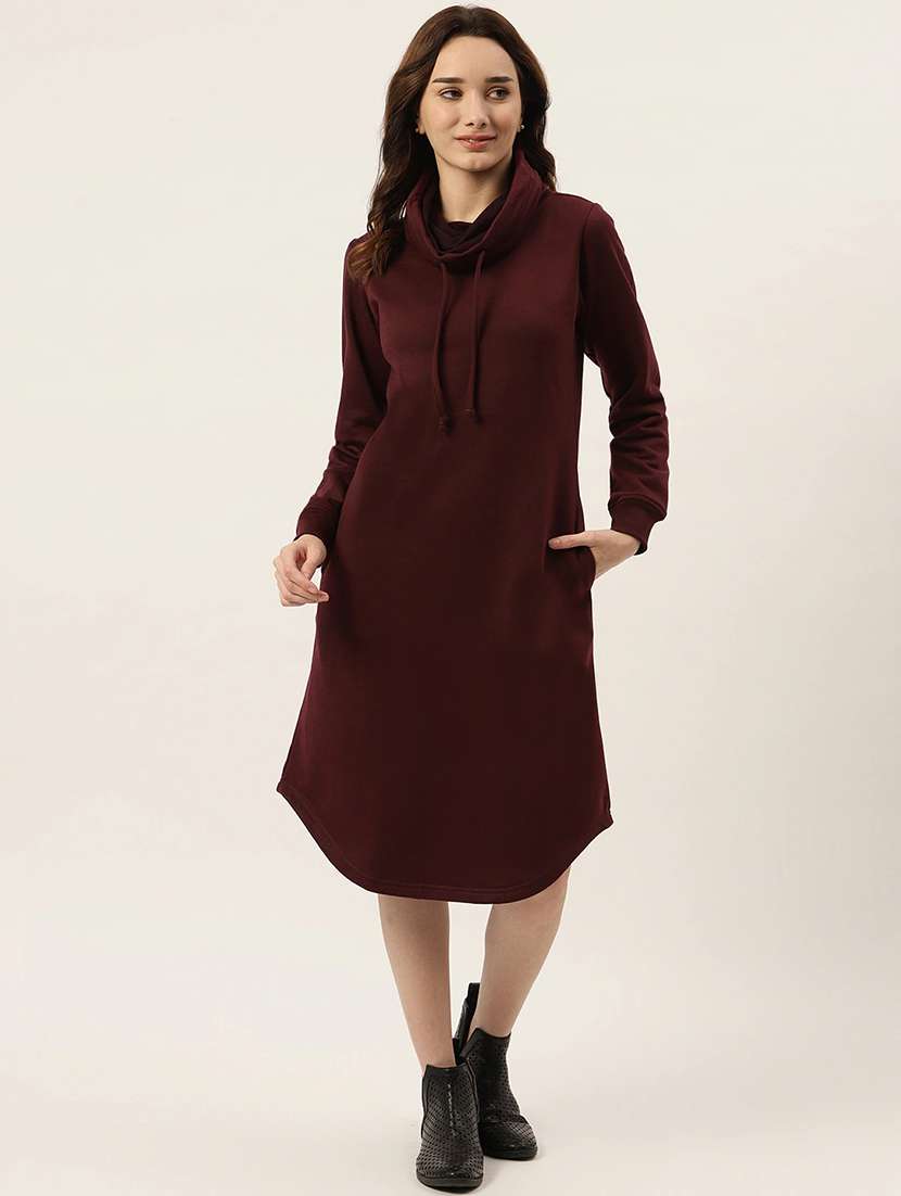 cowl neck solid  shift dress