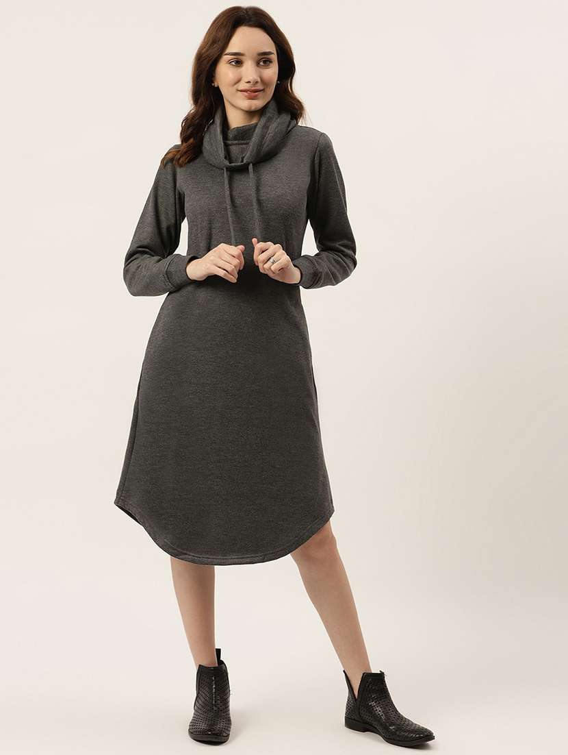 cowl neck solid  shift dress