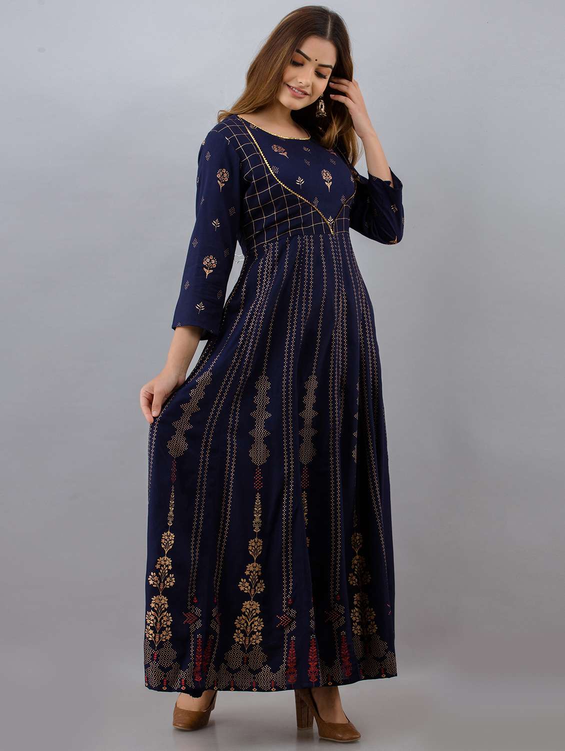 blue rayon anarkali kurta