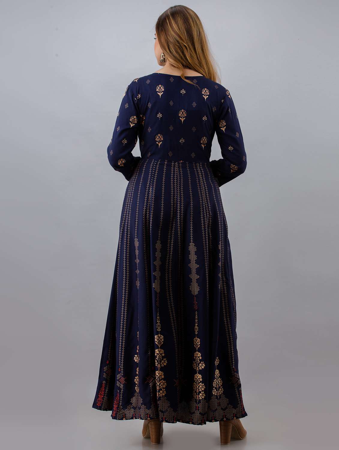 blue rayon anarkali kurta - 18262054 -  Standard Image - 2