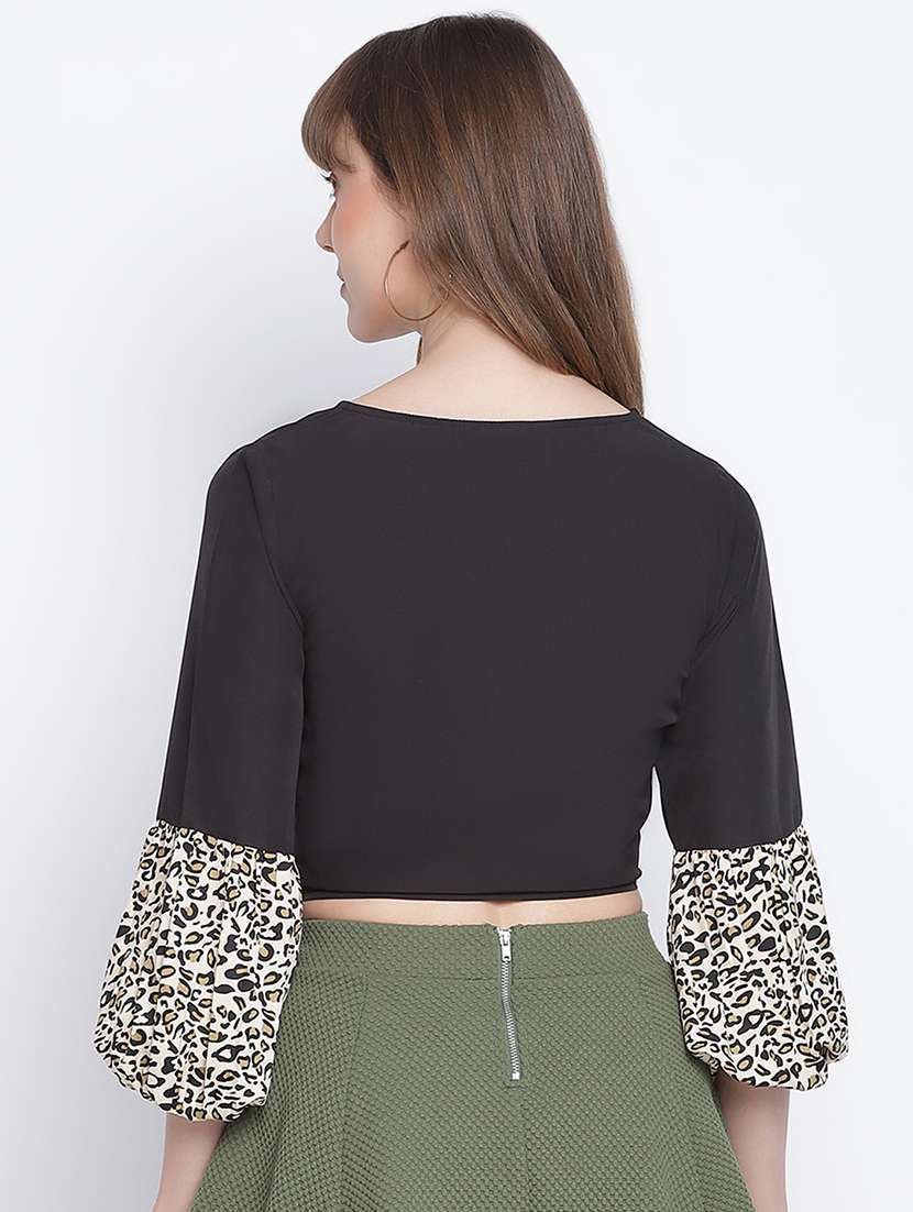 women's crop v neck top - 18262066 - Standard Image - 2