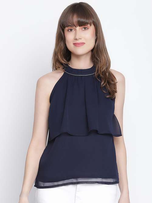 women's ruffle halter neck top - 18262068 - Standard Image - 0