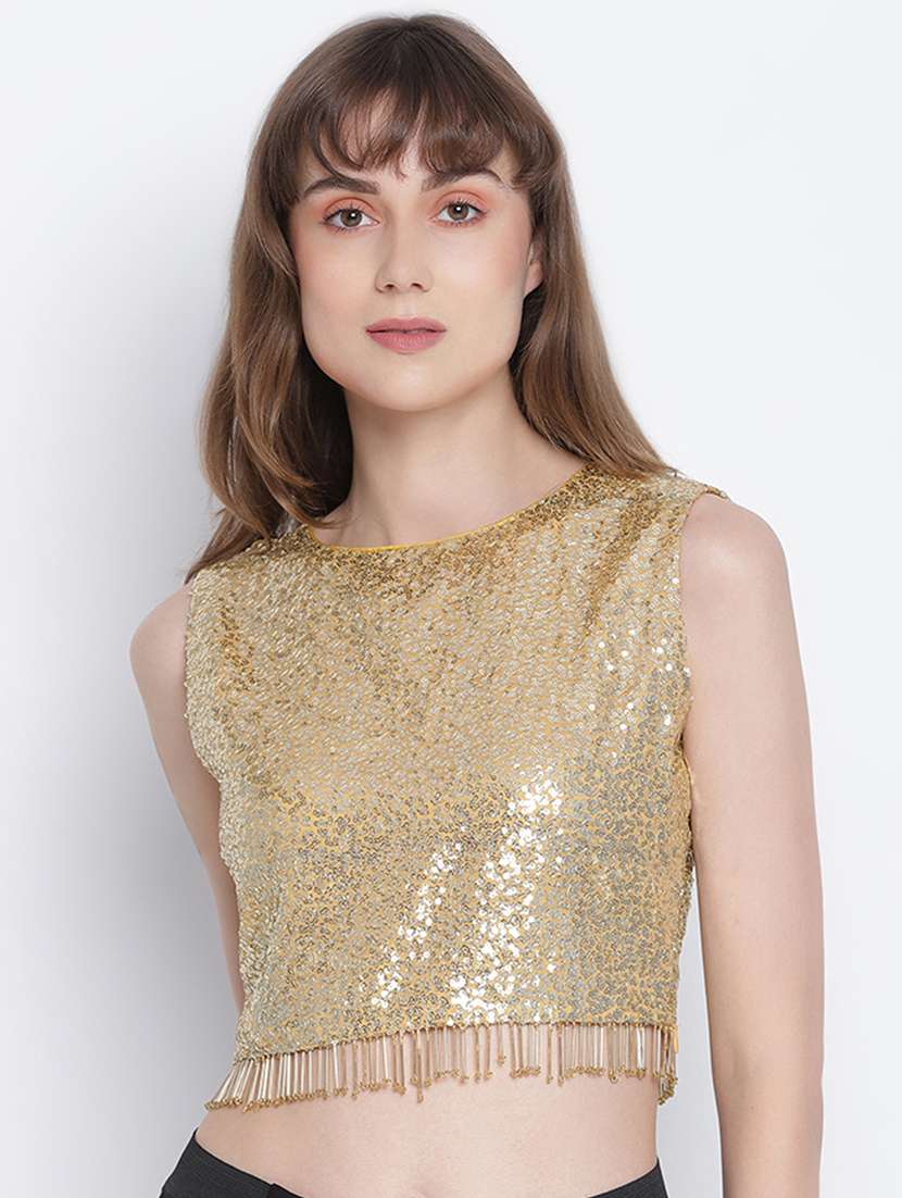 women's crop round neck top