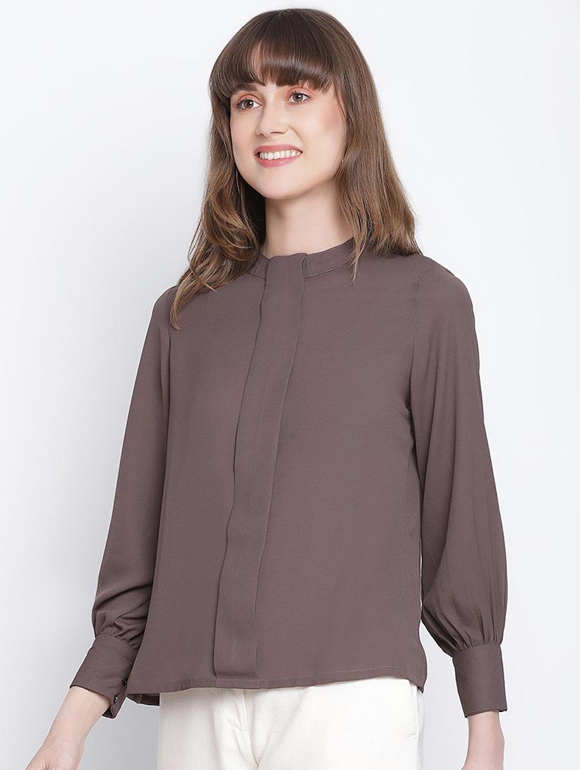 women grey solid long sleeve top - 18262076 - Zoom Image - 0