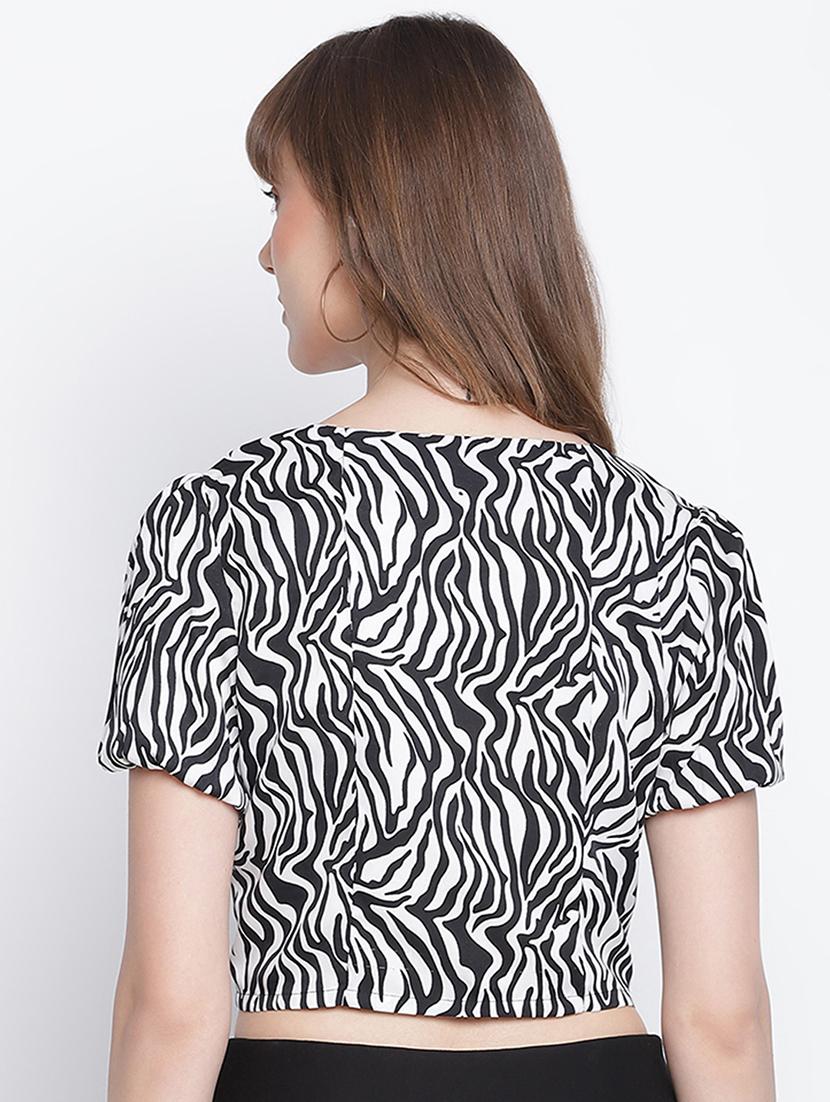 women white & black printed top - 18262078 - Standard Image - 2