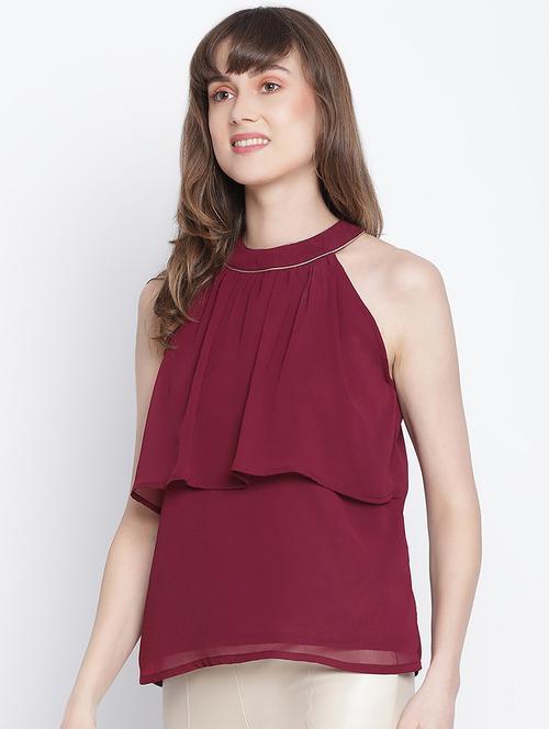 women's layered halter neck top - 18262079 - Standard Image - 0