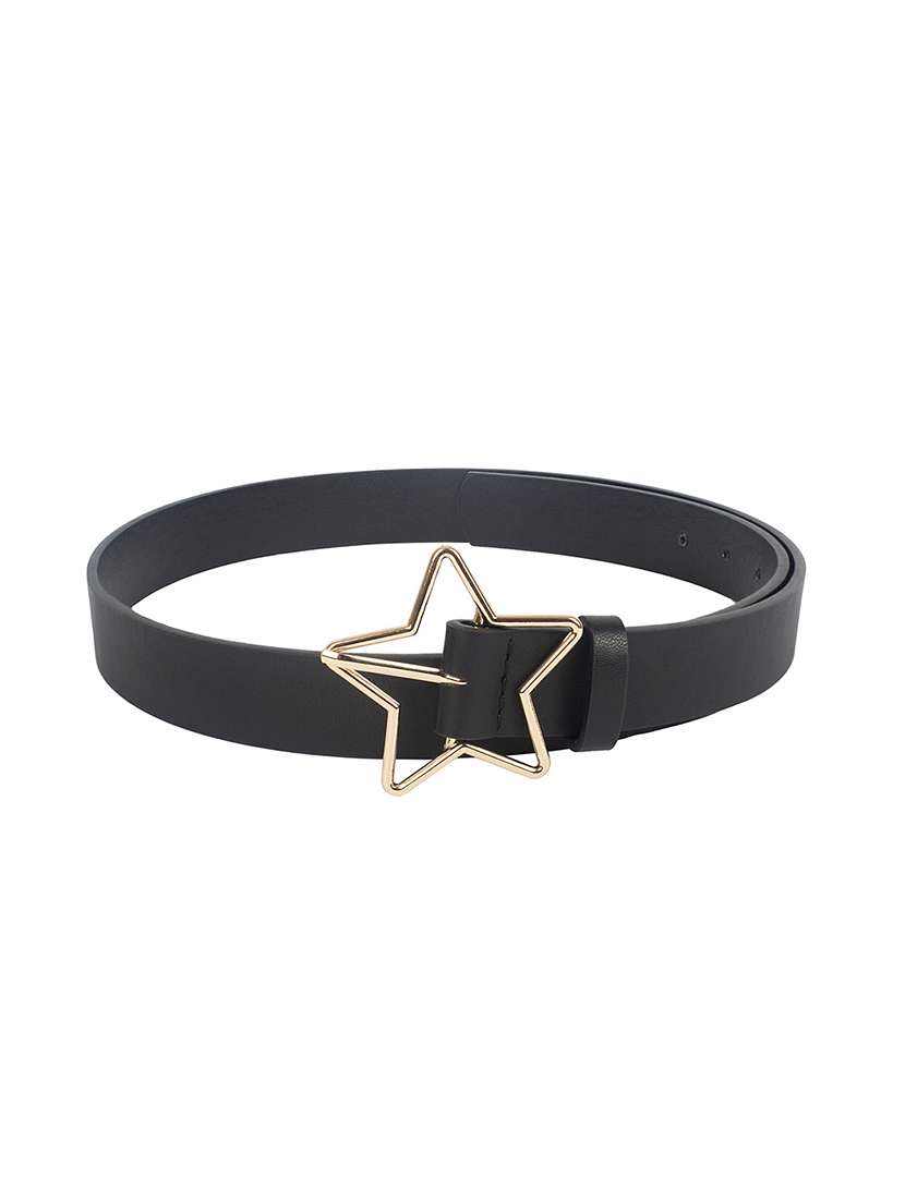 black synthetic leather) belt