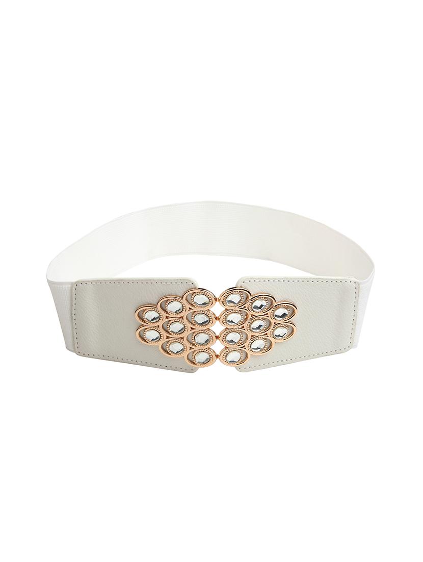 white synthetic leather) belt