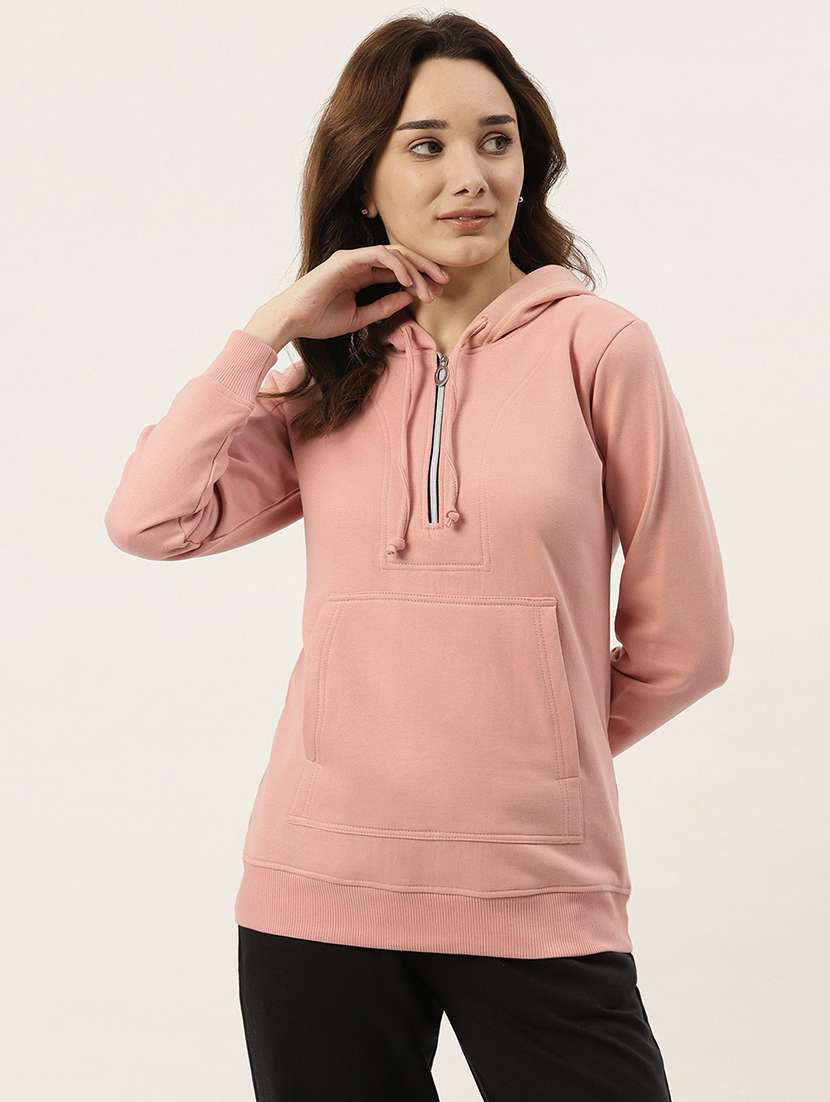 hooded neck solid  sweatshirt