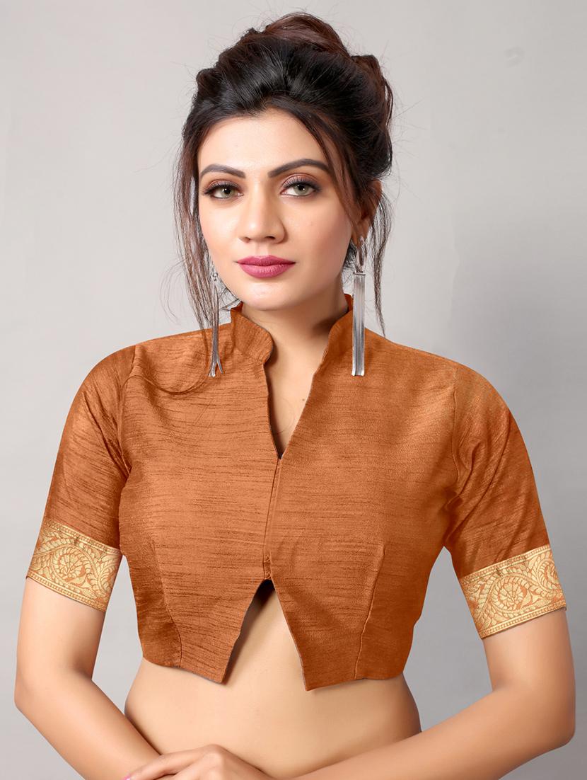 orange silk blend saree with blouse - 18264095 - Standard Image - 2