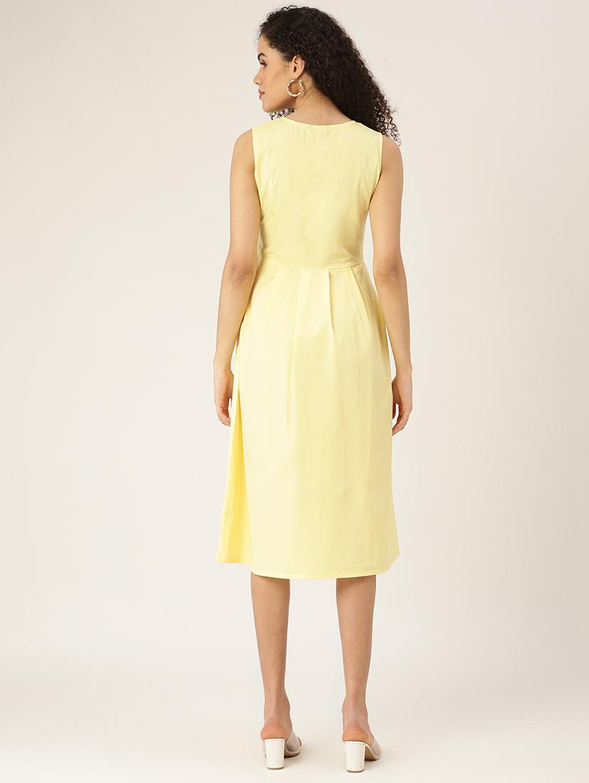 notch neck solid a-line dress - 18266350 - Standard Image - 2
