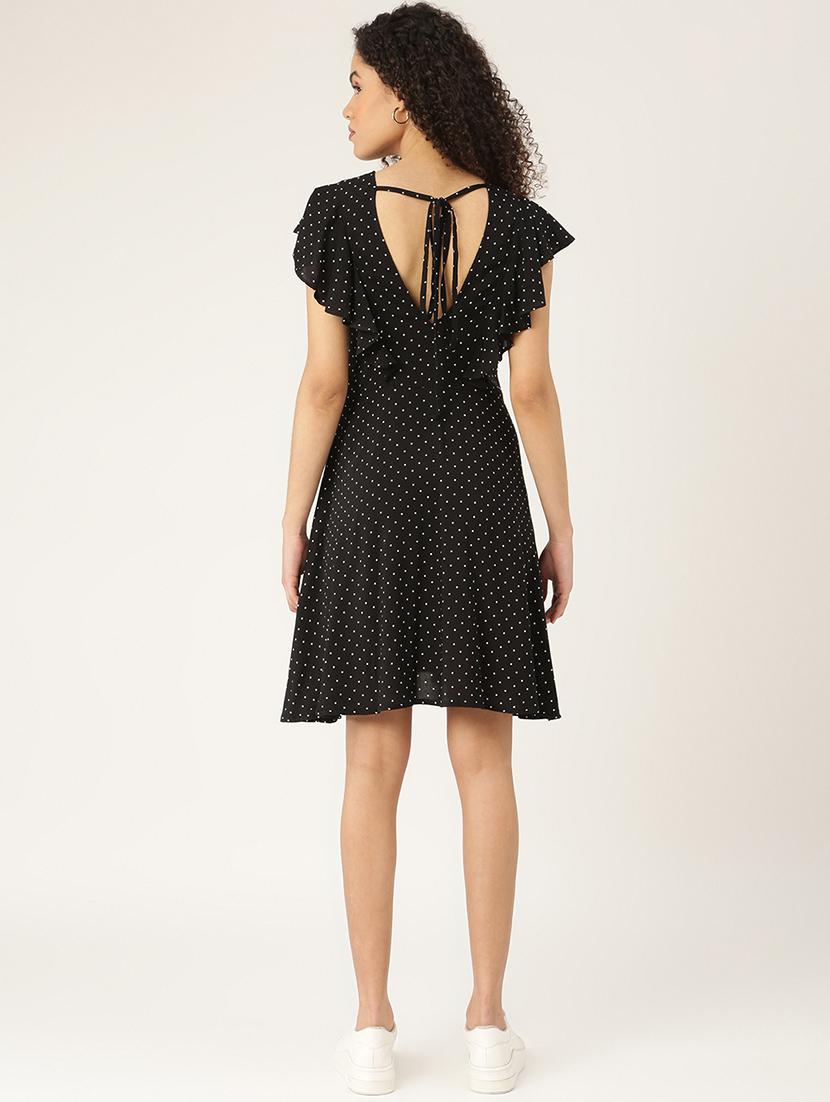 tie back neck printed a-line dress - 18266374 - Standard Image - 2