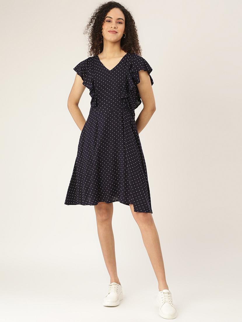 tie back neck printed a-line dress - 18266386 - Zoom Image - 0