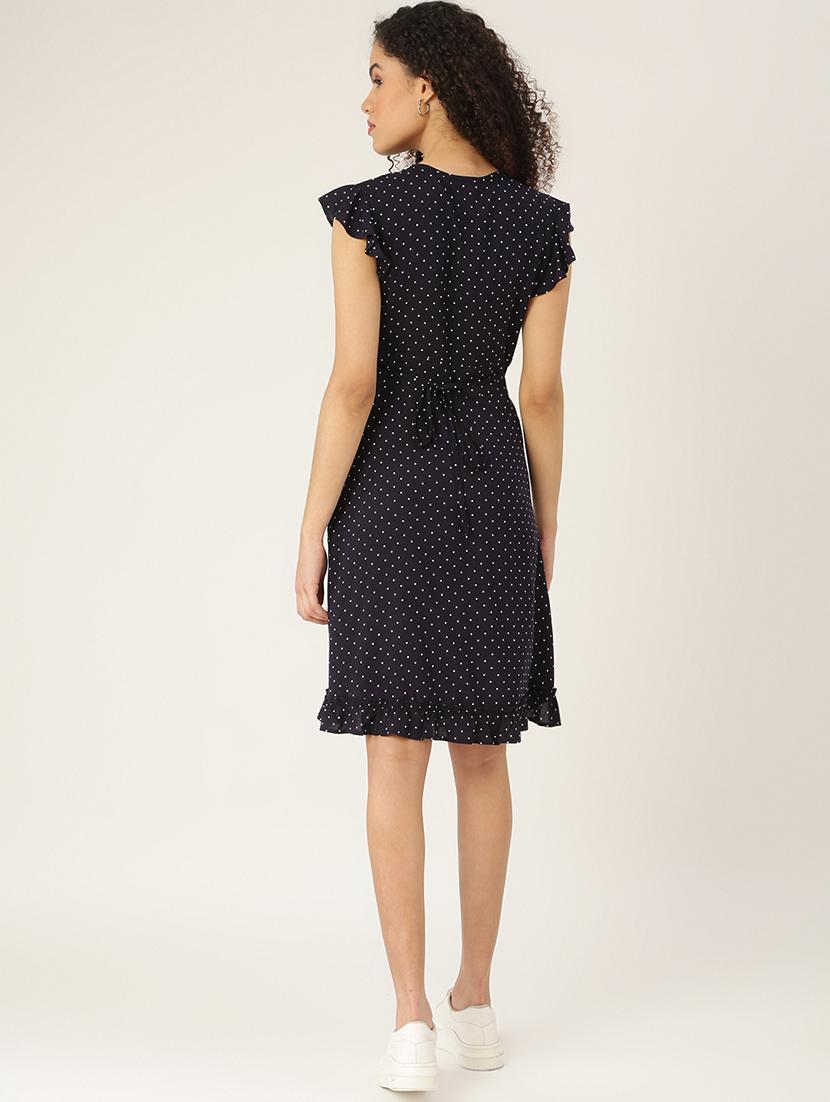 v-neck printed a-line dress - 18266404 - Standard Image - 2