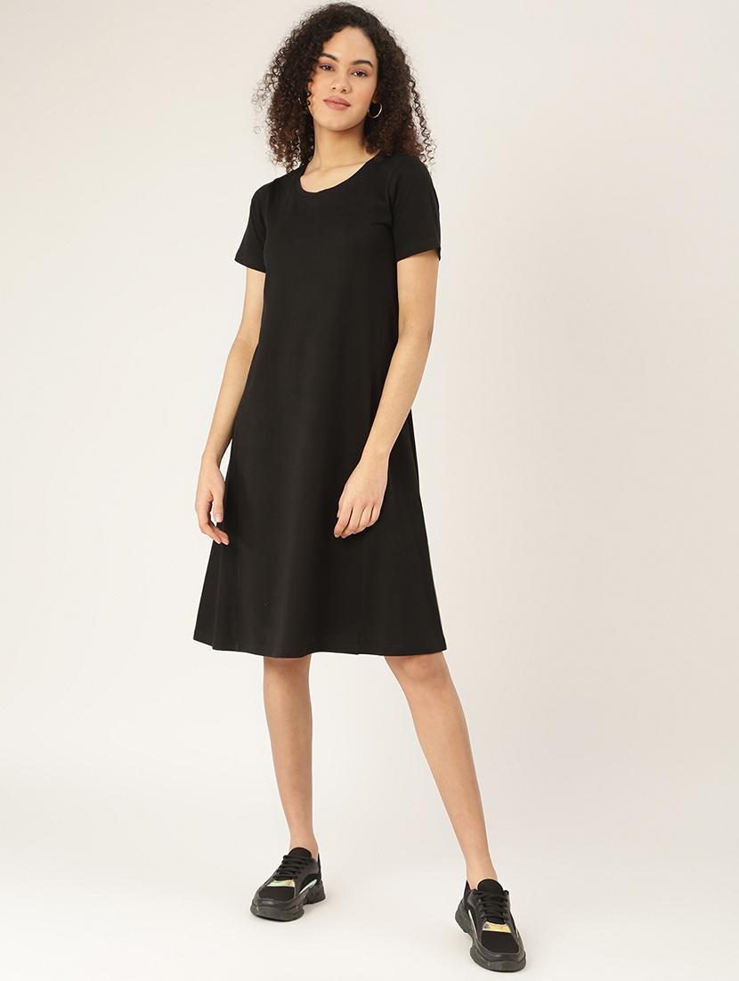 round neck solid t-shirt dress - 18266410 - Zoom Image - 0