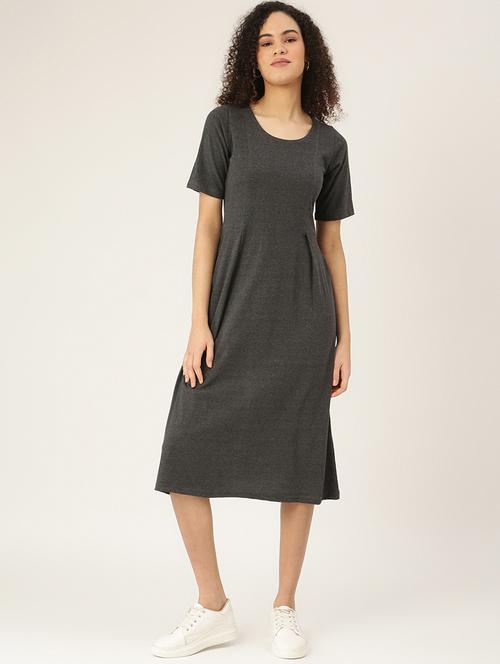 round neck solid t-shirt dress - 18266428 - Standard Image - 0