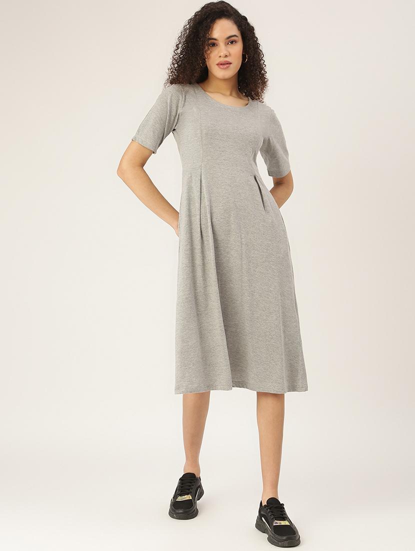 round neck solid t-shirt dress - 18266434 - Zoom Image - 0