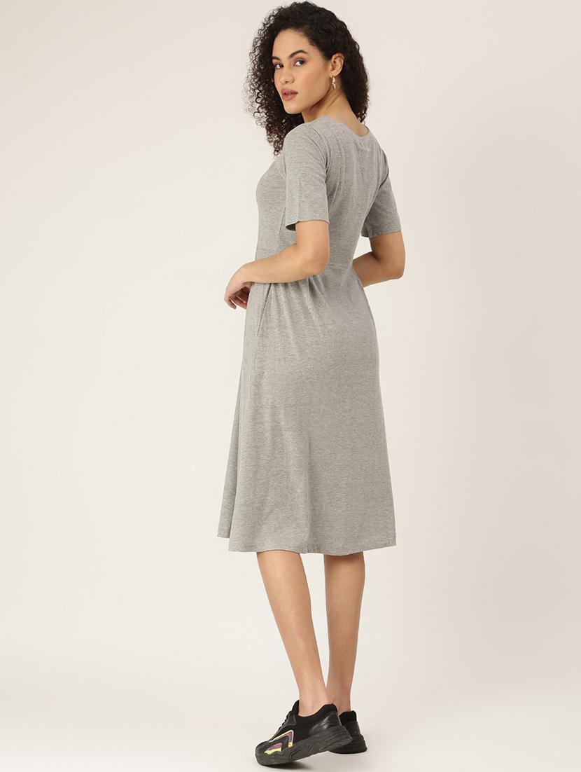 round neck solid t-shirt dress - 18266434 - Standard Image - 2