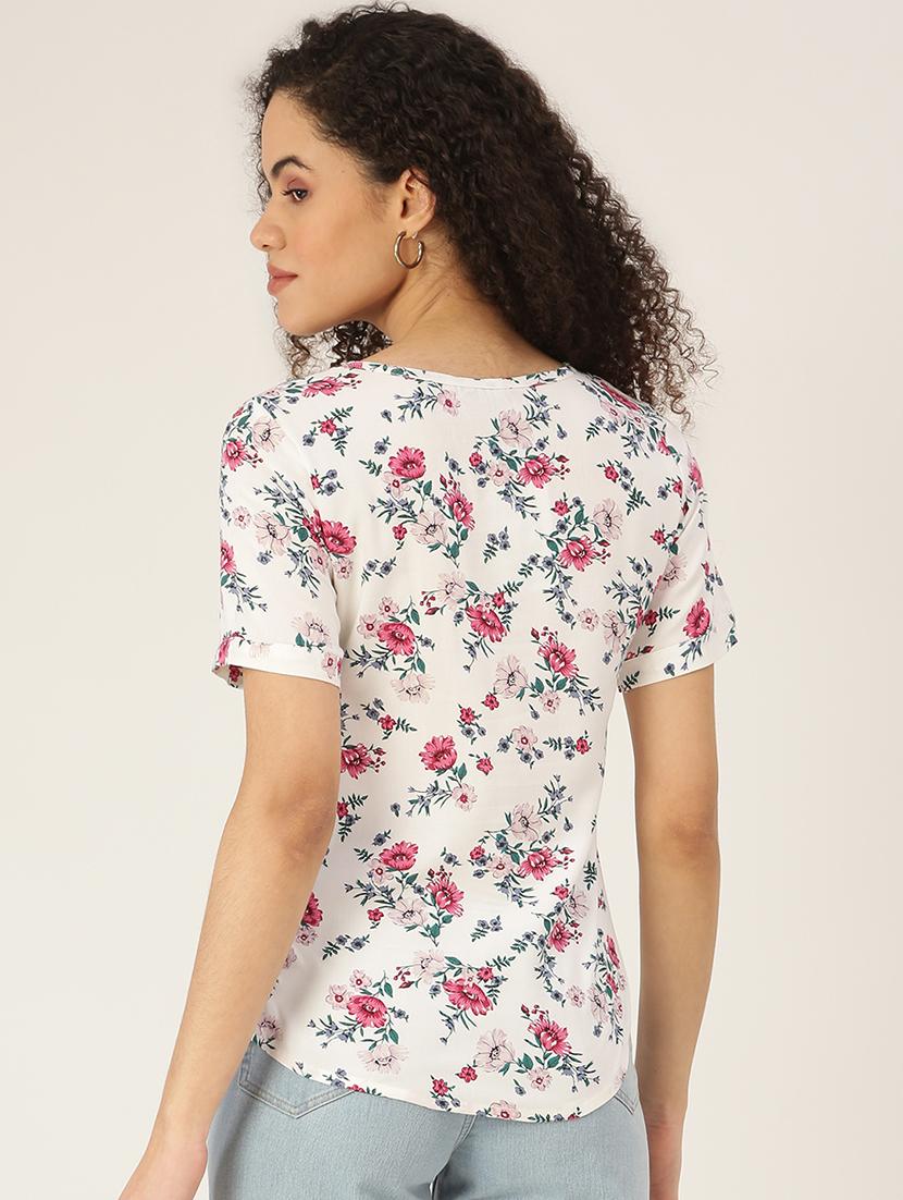round neck floral top - 18266482 - Standard Image - 2