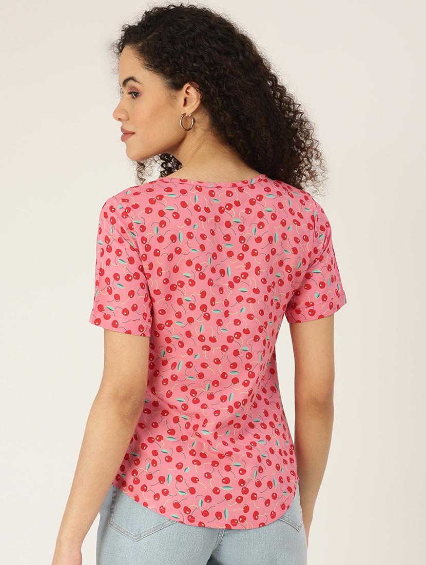 round neck printed top - 18266488 - Standard Image - 2