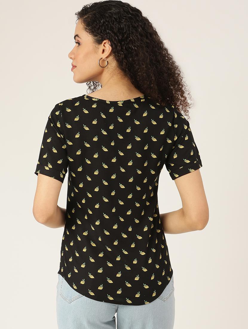 round neck printed top - 18266494 - Standard Image - 2